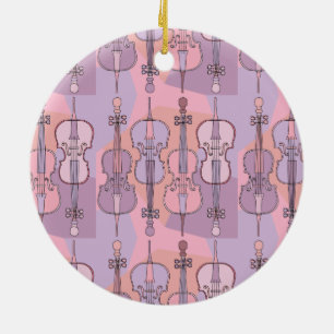 Colourful Cello Pattern  Ceramic Tree Decoration
