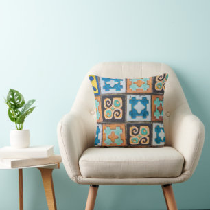 Colourful Ceramic Tiles Pattern Design Cushion