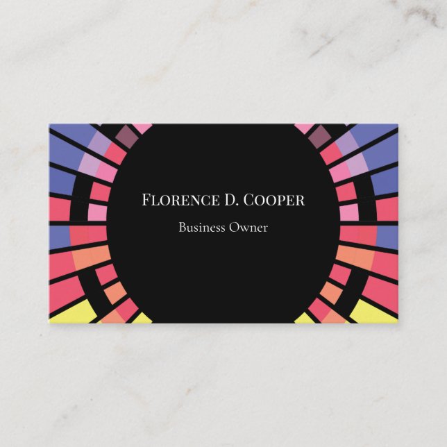 Colourful Cercle Stripes Minimalist Cool Business Card (Front)