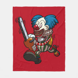 Colourful Chainsaw Clown Halloween Horror Cartoon Fleece Blanket