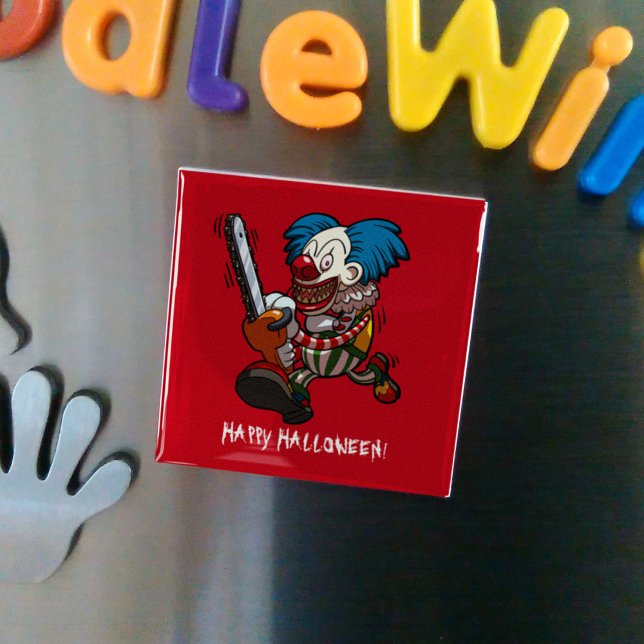 Colourful Chainsaw Clown Halloween Horror Cartoon Magnet (Creator Uploaded)