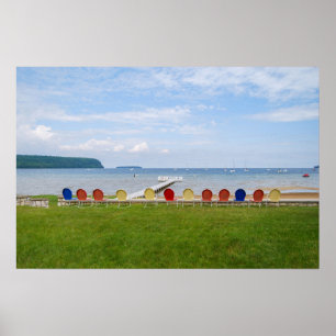 Colourful Chairs, Door County, Wiscons Poster