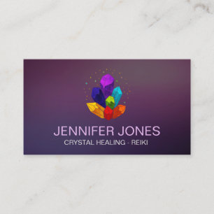 Colourful Chakra Healing Crystals Cluster Business Card