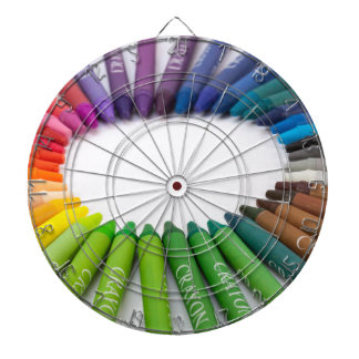 Colourful chalk crayons dartboard
