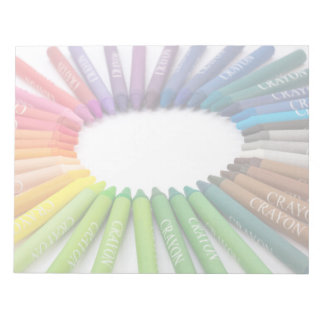 Colourful chalk crayons notepad
