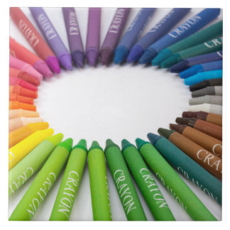 Colourful chalk crayons tile
