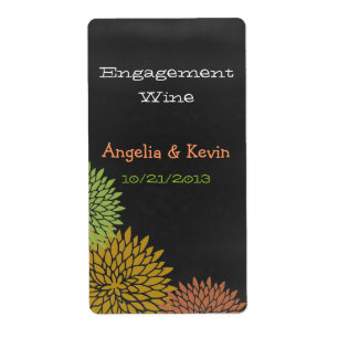 Colourful Chalkboard Engagement Wine Labels