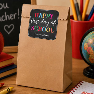 Colourful Chalkboard School Sticker (Square)