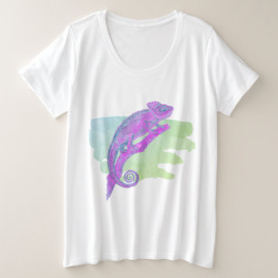 Colourful Chameleon on Green T-Shirt Plus Size T-Shirt