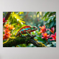 Colourful Chameleon Surrounded by Lush Foliage