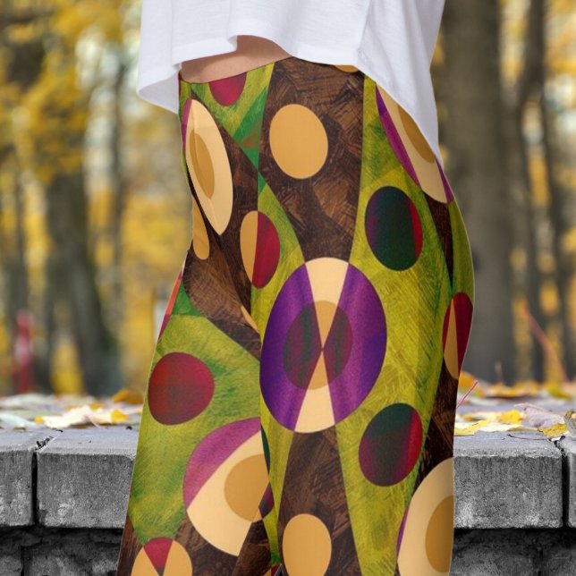 Colourful Chaos Abstract Print Leggings (Colorful Chaos Abstract)