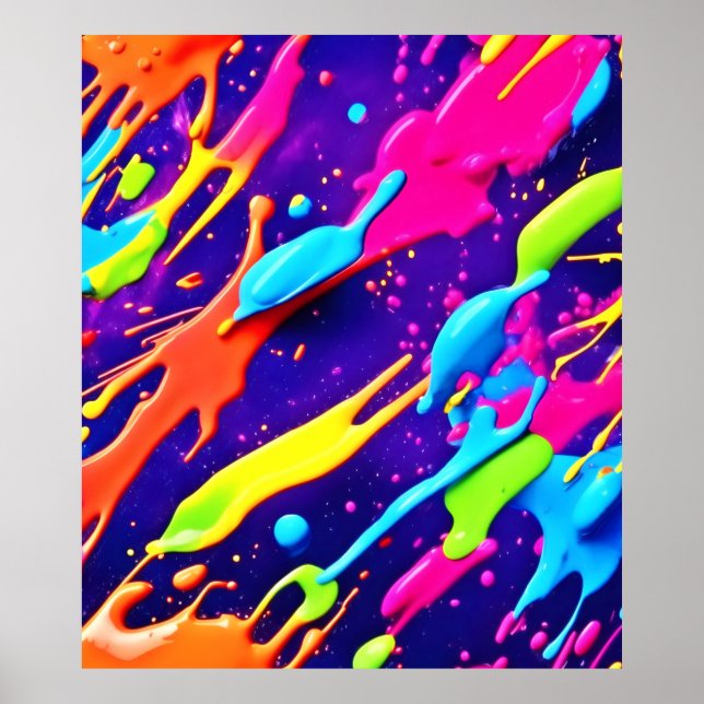 Colourful Chaos in Abstract Splatter Poster (Front)