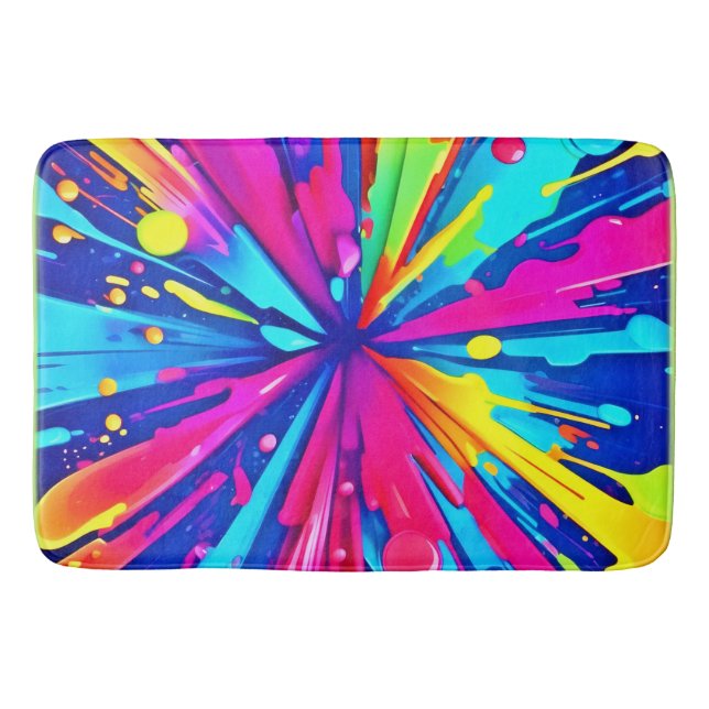 Colourful Chaos: Paint Splatter Abstract Art Bath Mat (Front)