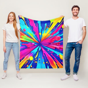 Colourful Chaos: Paint Splatter Abstract Art Fleece Blanket