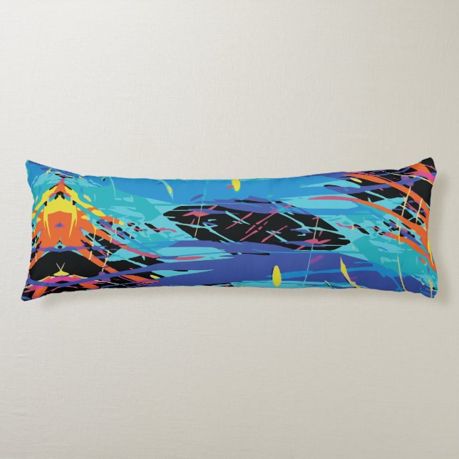 Colourful Chaos: Splashes and Lines Body Cushion (Front)