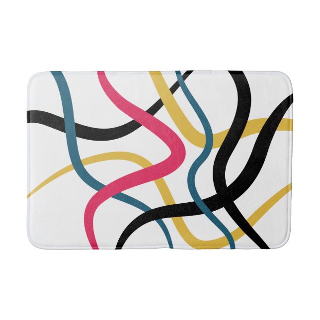 Colourful, chaotic, bold vibrant modern graphic ar bath mat (Front)