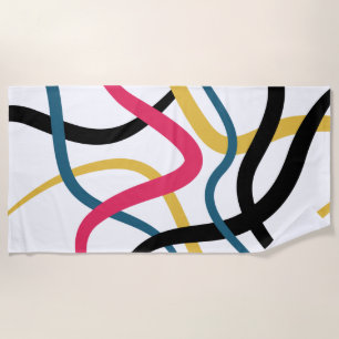 Colourful, chaotic, bold vibrant modern graphic ar beach towel