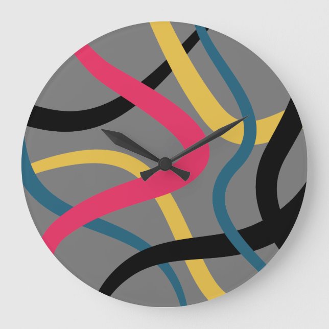Colourful, chaotic, bold vibrant modern graphic ar large clock (Front)