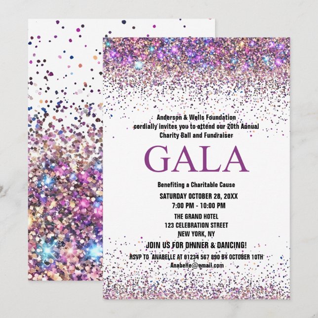 Colourful Charity Ball Corporate Fundraising Party Invitation (Front/Back)
