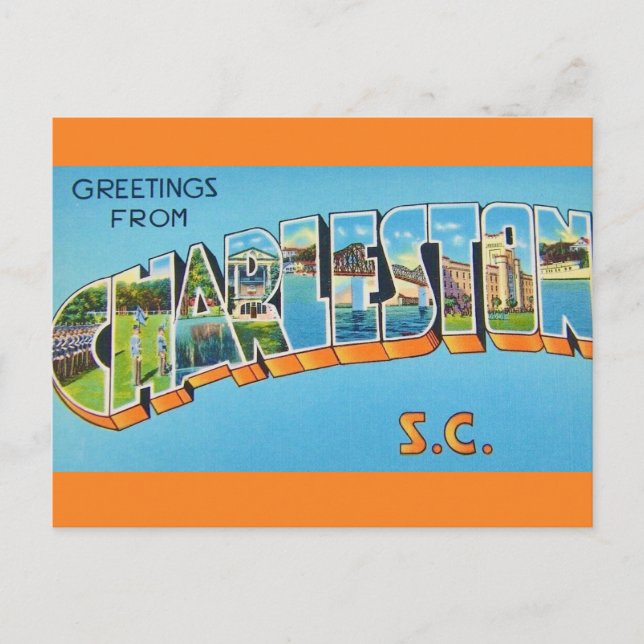 Colourful Charleston SC Greeting Postcard (Front)