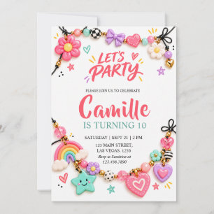 Colourful Charm Bracelet Let’s Party Birthday Invitation