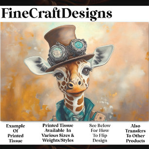 Colourful Charming Giraffe, Top Hat AE5L Decoupage Tissue Paper