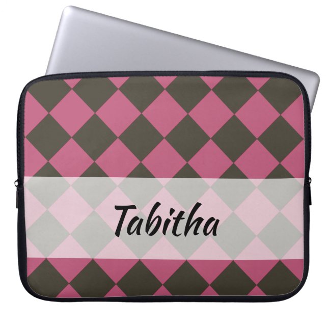 Colourful Checkers - Choco-Cherry Laptop Sleeve (Front)