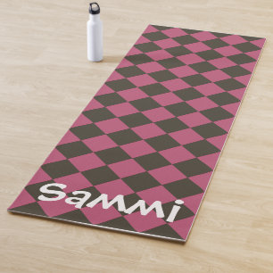 Colourful Checkers - Choco-Cherry Yoga Mat