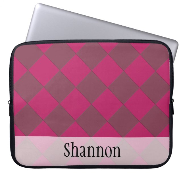 Colourful Checkers - Raspberry Laptop Sleeve (Front)