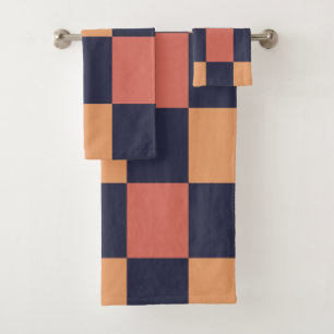 Colourful Checks Chequerboard Pattern  Bath Towel Set