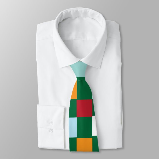 Colourful Checks Chequerboard  Tie (Tied)
