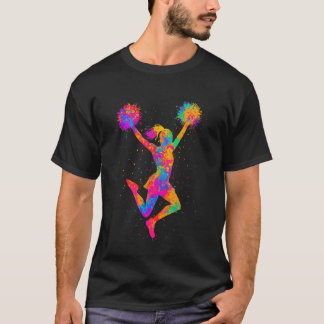 Colourful Cheer Leader Cheerleading Team Cheerlead T-Shirt
