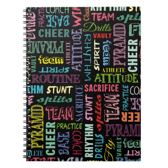 Colourful Cheer Terms On The Chalkboard Spiral Notebook (Front)