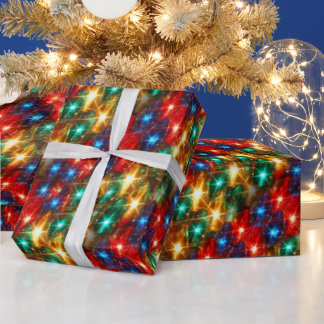 Colourful Cheerful Christmas Lights Wrapping Paper