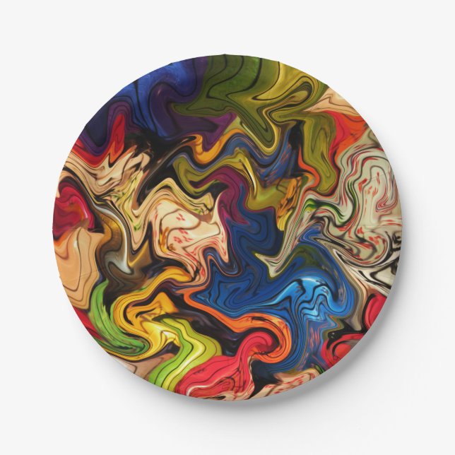 colourful, cheerful, colourful + pattern, textile paper plate (Front)