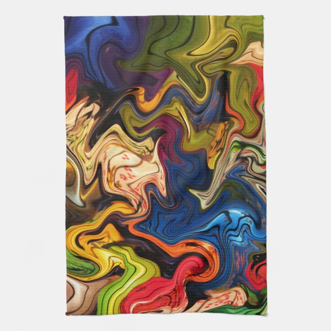 colourful, cheerful, colourful + pattern, textile tea towel (Vertical)