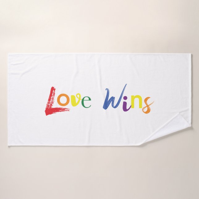 Colourful, cheerful, creative design of Love Wins Bath Towel (Bath Towel)