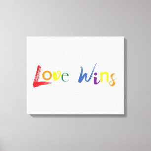 Colourful, cheerful, creative design of Love Wins Canvas Print
