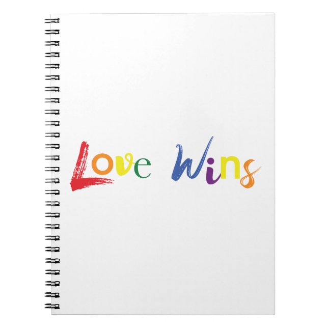 Colourful, cheerful, creative design of Love Wins Notebook (Front)