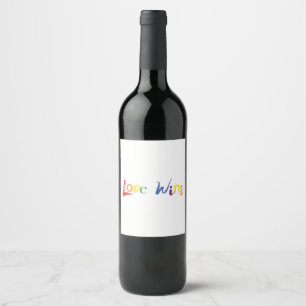 Colourful, cheerful, creative design of Love Wins Wine Label