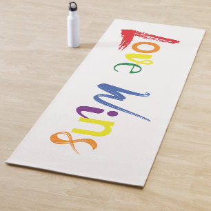 Colourful, cheerful, creative design of Love Wins Yoga Mat