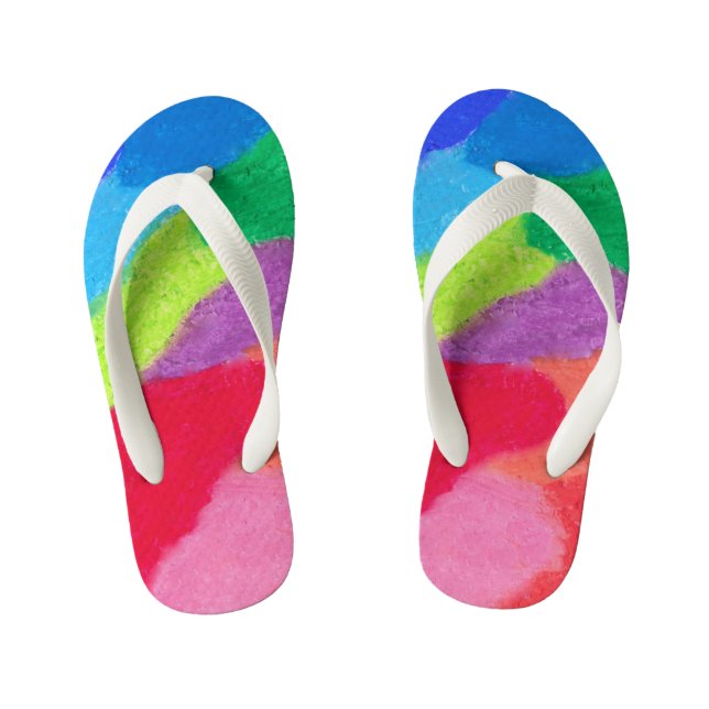 Colourful cheerful fun crayon design kid's jandals (Footbed)