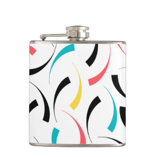 Colourful, cheerful, modern, trendy urban graphic hip flask