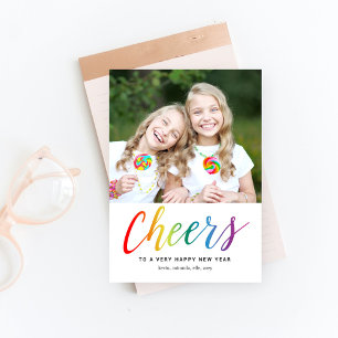 Colourful Cheers New Year Holiday Photo Card