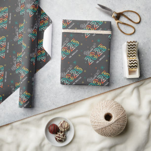 Colourful Cheers to 2025 Fireworks New Year Holida Wrapping Paper