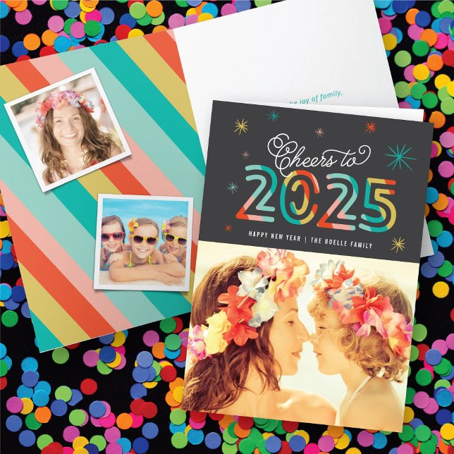 Colourful Cheers to 2025 Stars Happy New Year Phot Holiday Card (Creator Uploaded)