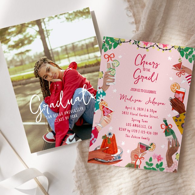 Colourful Cheers to the Grad Graduation Party Invitation (Colorful Cheers to the Grad Graduation Party Invitation)