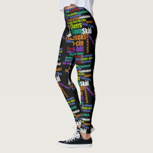 Colourful Cheers Toast in Many Languages Word Clou Leggings