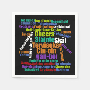Colourful Cheers Toast in Many Languages Word Clou Napkin