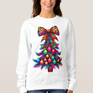 Colourful cheetah Print Christmas Tree Sweatshirt